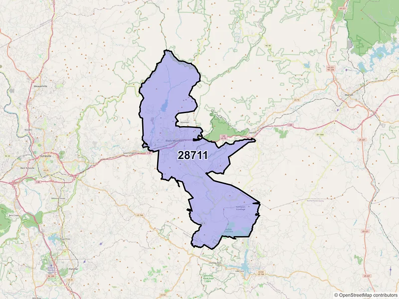 Map of ZIP Code 28711 — Black Mountain, NC