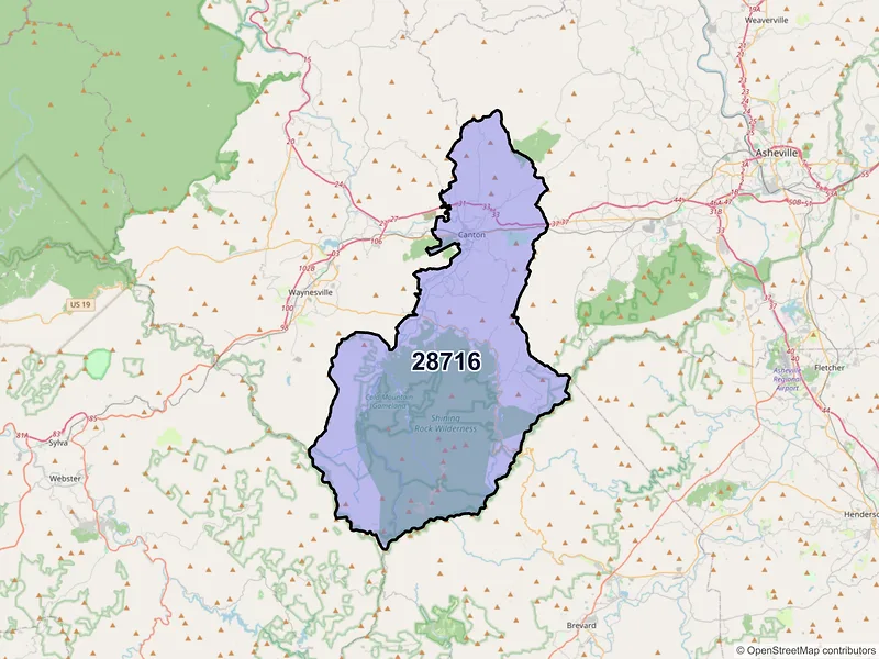 Map of ZIP Code 28716 — Canton, NC