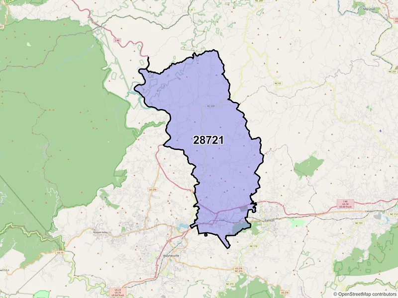 Map of ZIP Code 28721 — Clyde, NC