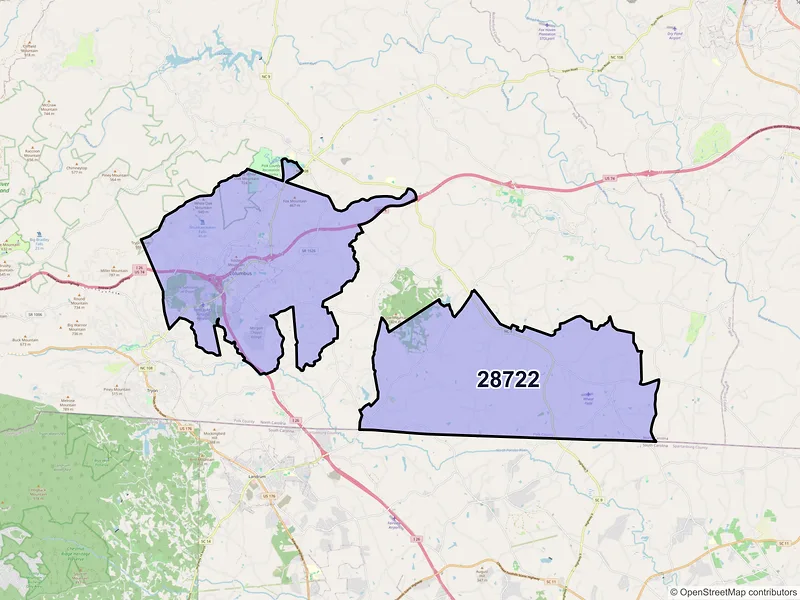 Map of ZIP Code 28722 — Columbus, NC