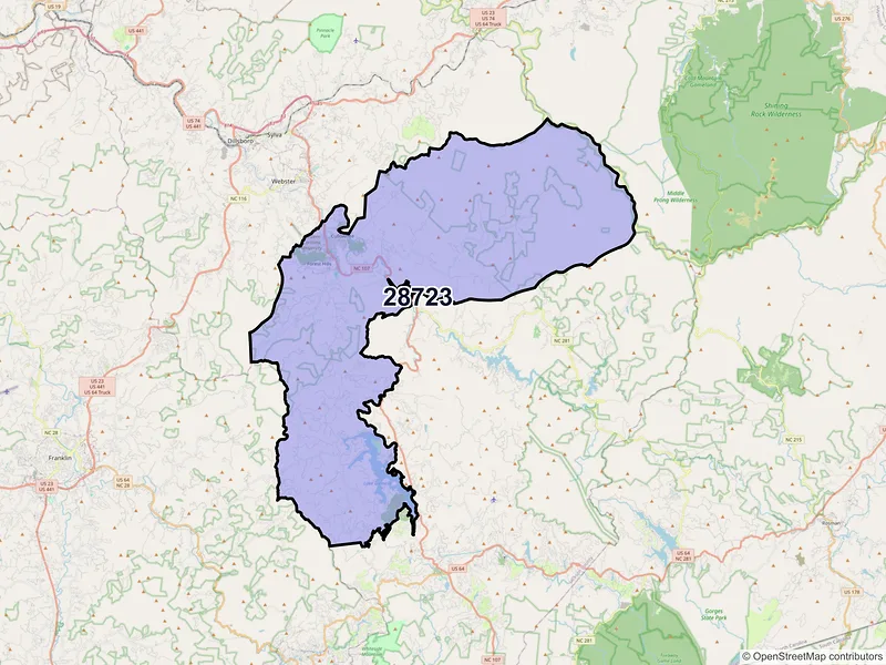 Map of ZIP Code 28723 — Cullowhee, NC