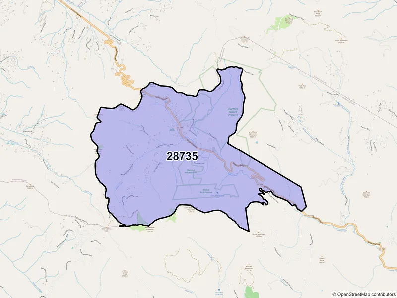 Map of ZIP Code 28735 — Gerton, NC