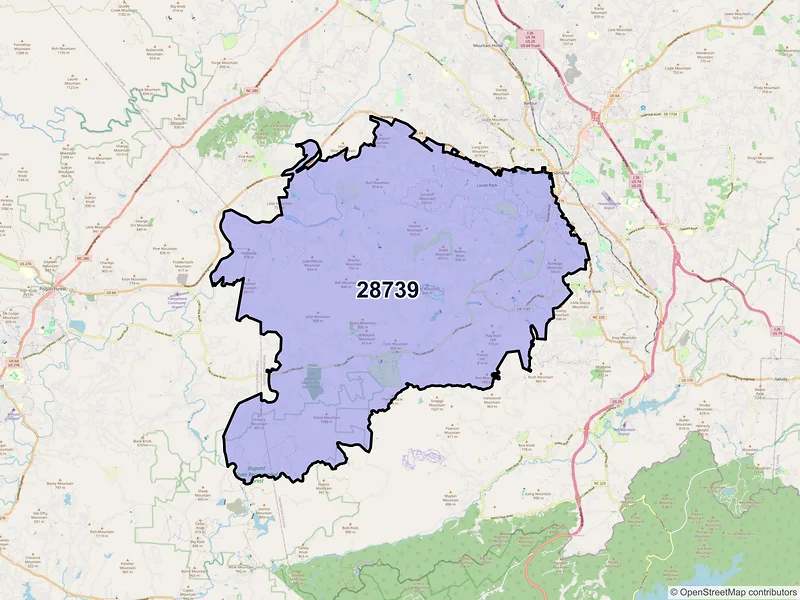Map of ZIP Code 28739 — Hendersonville, NC