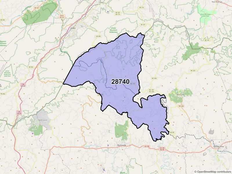Map of Green Mountain, North Carolina and ZIP codes