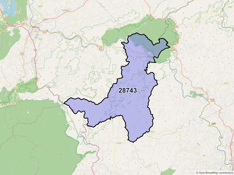 Map of ZIP Code 28743 — Hot Springs, NC
