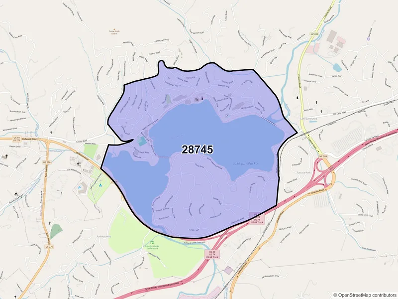 Map of ZIP Code 28745 — Lake Junaluska, NC