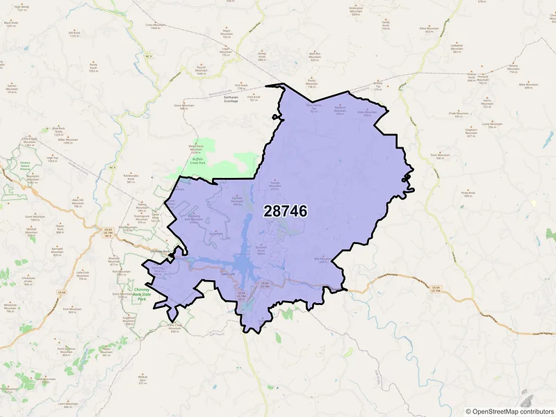 Map of Lake Lure, North Carolina and ZIP codes