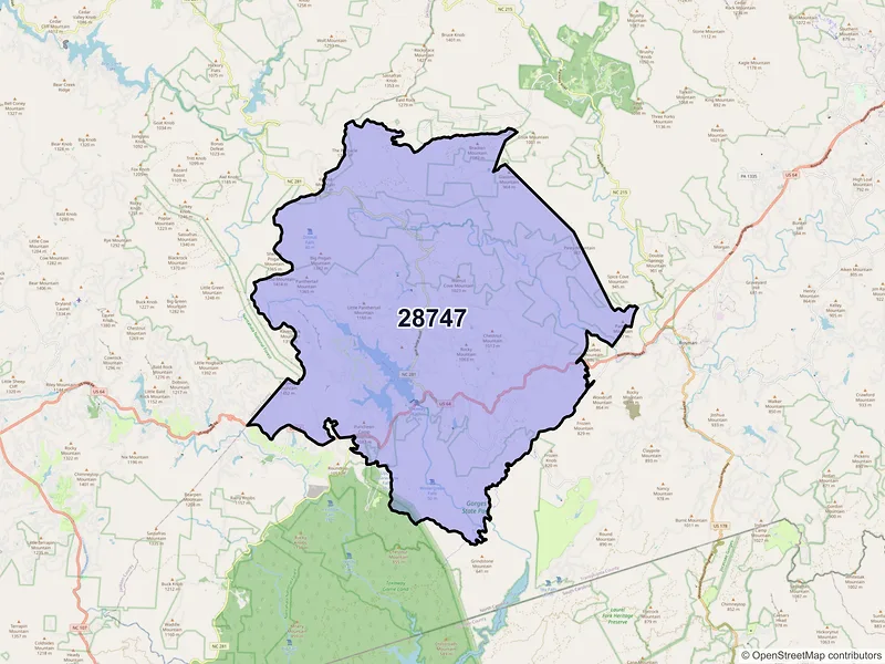 Map of ZIP Code 28747 — Lake Toxaway, NC