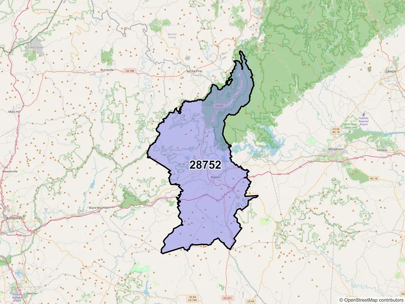 Map of ZIP Code 28752 — Marion, NC