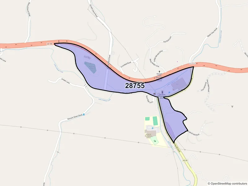 Map of Micaville, North Carolina and ZIP codes
