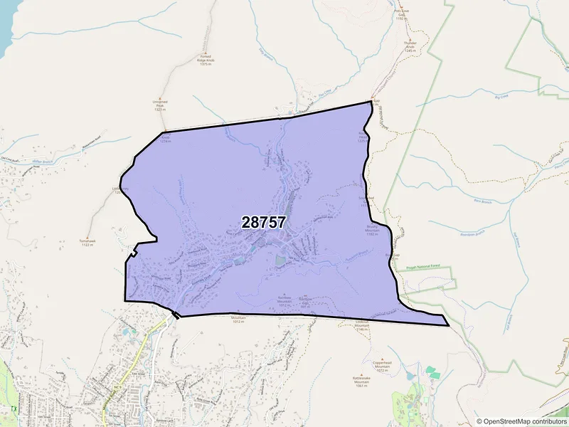 Map of Montreat, North Carolina and ZIP codes