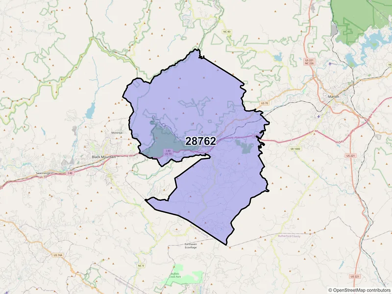 Map of Old Fort, North Carolina and ZIP codes