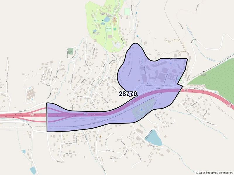 Map of Ridgecrest, North Carolina and ZIP codes