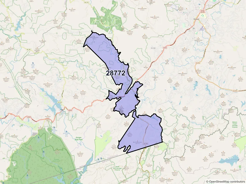Map of Rosman, North Carolina and ZIP codes