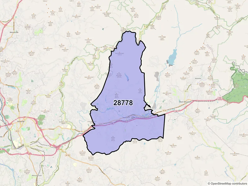 Map of ZIP Code 28778 — Swannanoa, NC