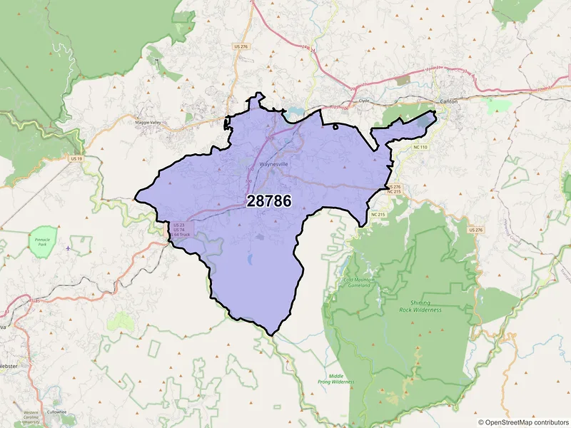 Map of ZIP Code 28786 — Waynesville, NC