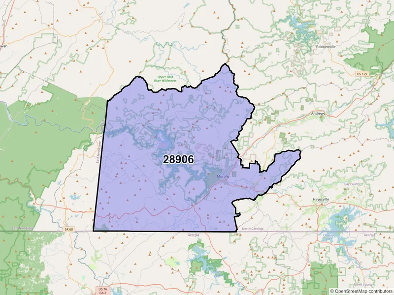 Map of ZIP Code 28906 — Murphy, NC