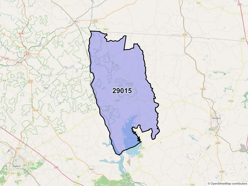 Map of ZIP Code 29015 — Blair, SC