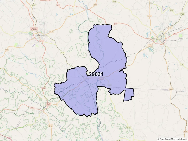 Map of ZIP Code 29031 — Carlisle, SC