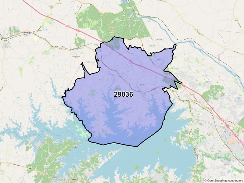 Map of ZIP Code 29036 — Chapin, SC