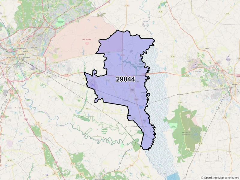 Map of ZIP Code 29044 — Eastover, SC