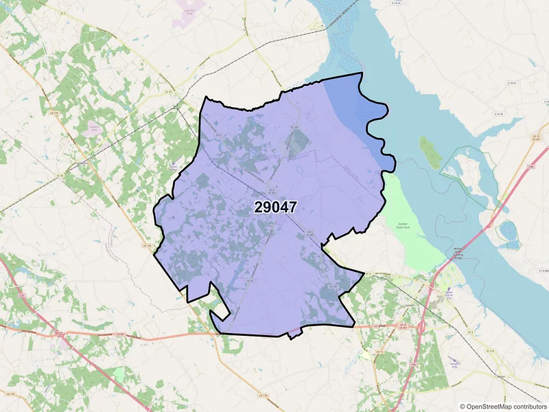 Map of ZIP Code 29047 — Elloree, SC