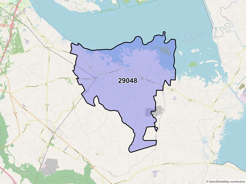 Map of Eutawville, South Carolina and ZIP codes