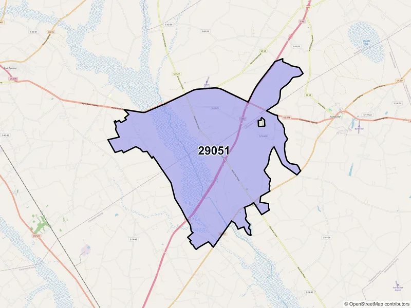 Map of ZIP Code 29051 — Gable, SC