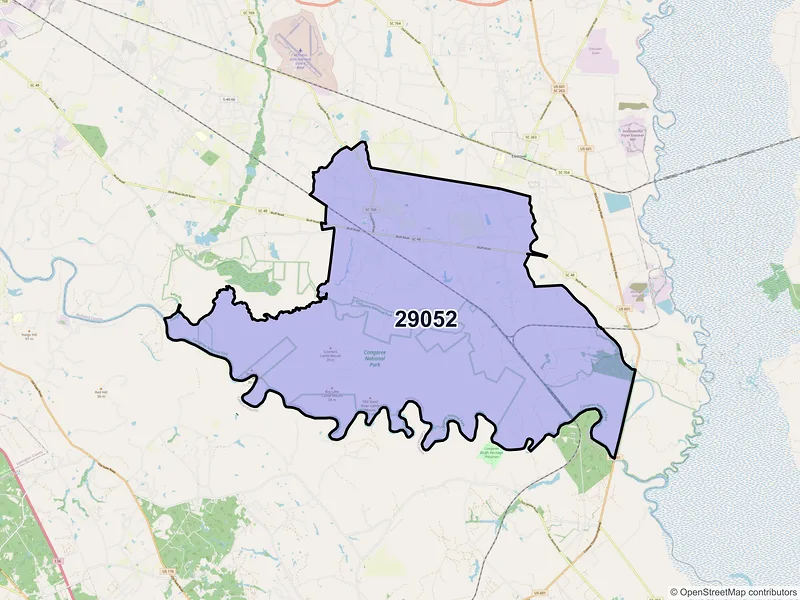 Map of Gadsden, South Carolina and ZIP codes