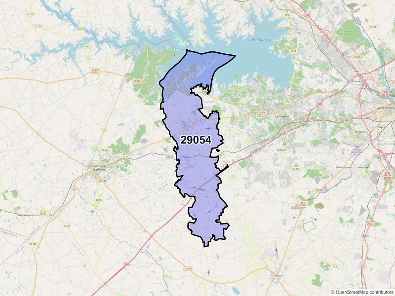 Map of ZIP Code 29054 — Gilbert, SC