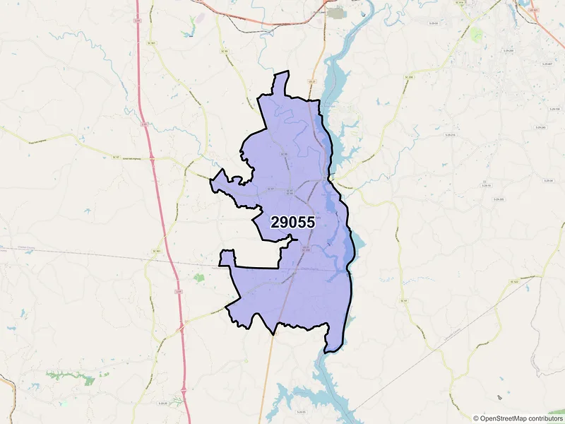Map of ZIP Code 29055 — Great Falls, SC