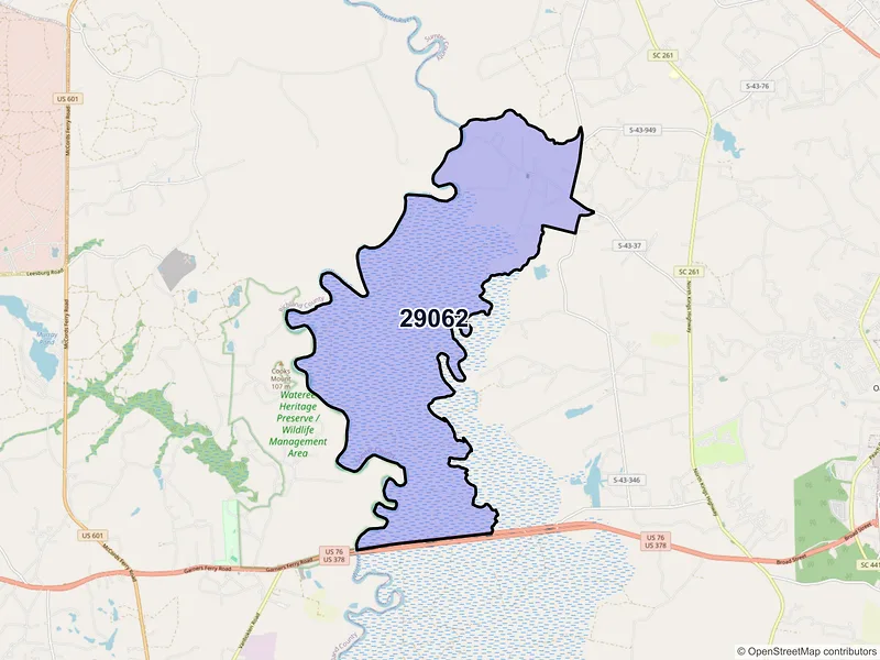 Map of Horatio, South Carolina and ZIP codes