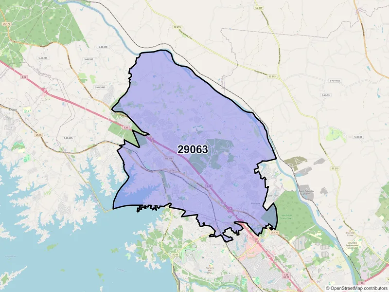 Map of ZIP Code 29063 — Irmo, SC