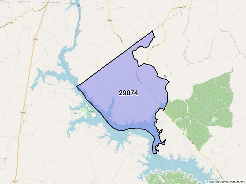 Map of Liberty Hill, South Carolina and ZIP codes