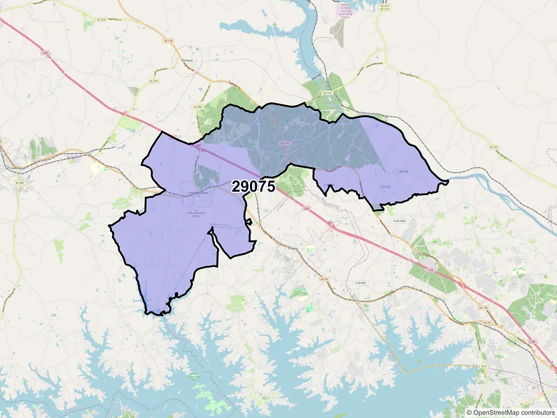 Map of ZIP Code 29075 — Little Mountain, SC