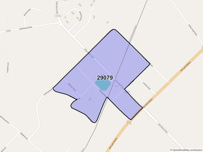 Map of Lydia, South Carolina and ZIP codes