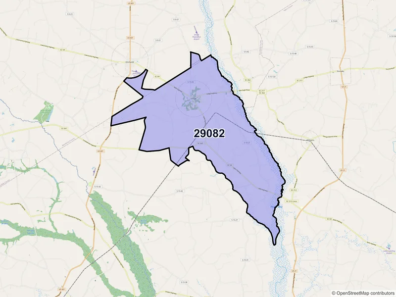 Map of ZIP Code 29082 — Lodge, SC