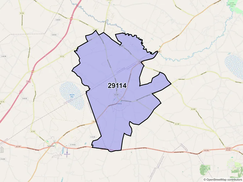 Map of ZIP Code 29114 — Olanta, SC