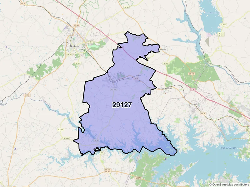 Map of ZIP Code 29127 — Prosperity, SC