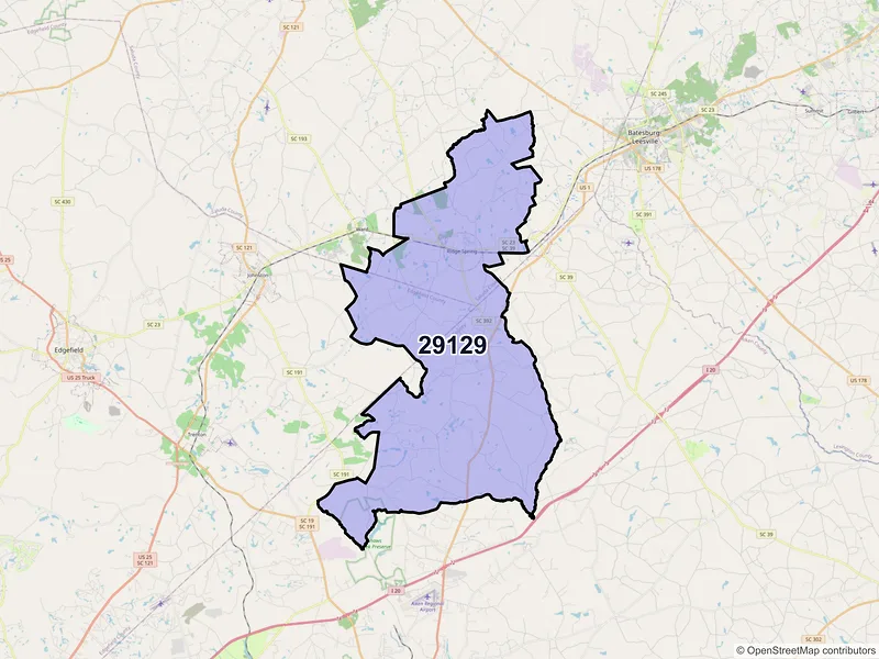 Map of Ridge Spring, South Carolina and ZIP codes