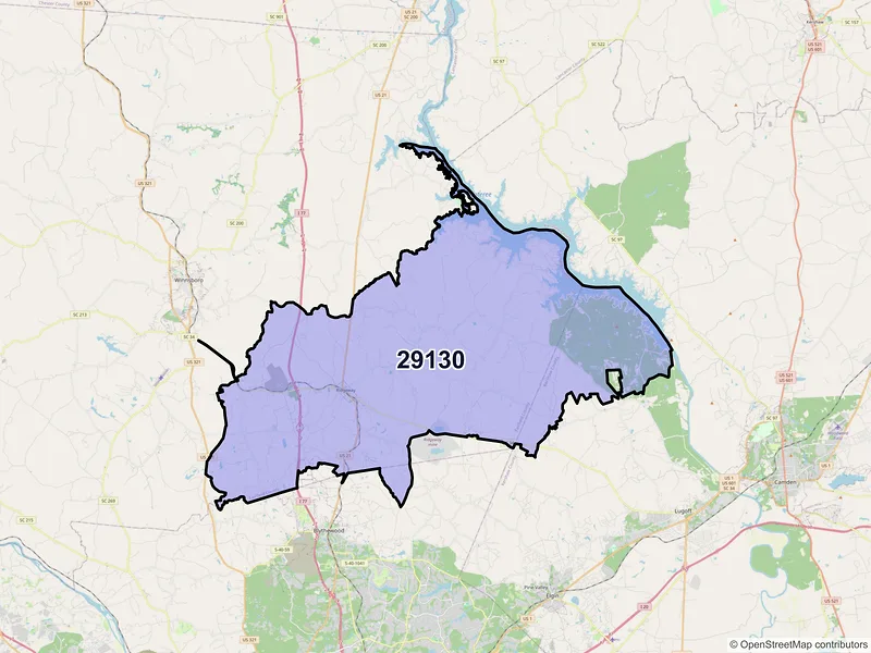 Map of Ridgeway, South Carolina and ZIP codes