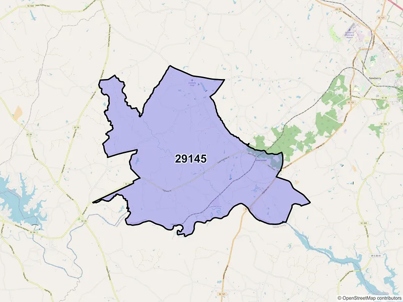 Map of Silverstreet, South Carolina and ZIP codes