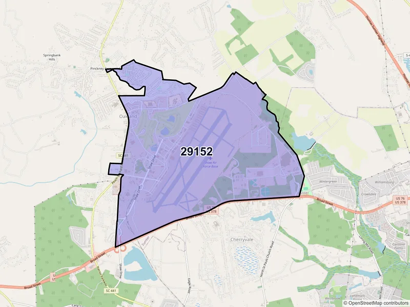 Map of ZIP Code 29152 — Shaw AFB, SC