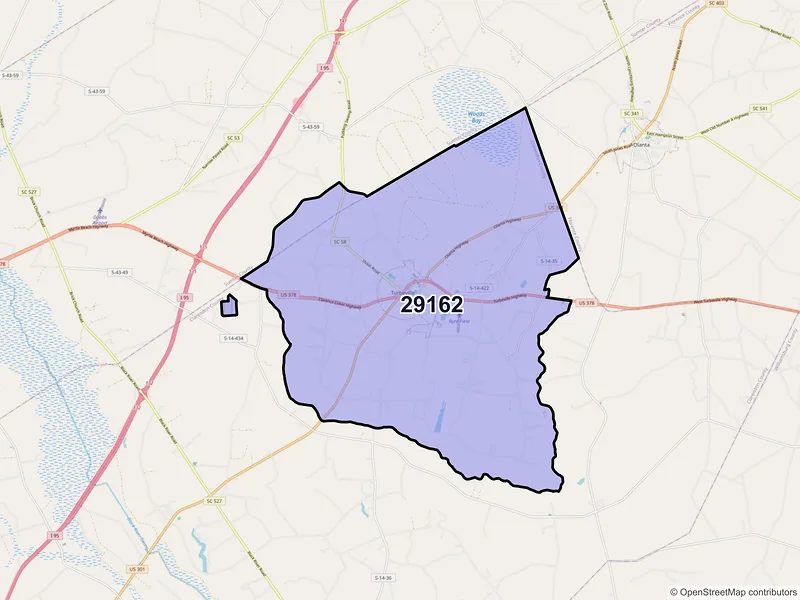 Map of ZIP Code 29162 — Turbeville, SC
