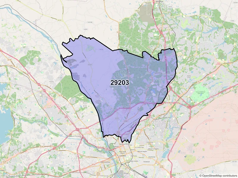 Map of ZIP Code 29203 — Columbia, SC