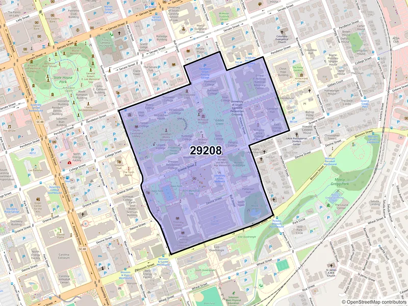 Map of ZIP Code 29208 — Columbia, SC