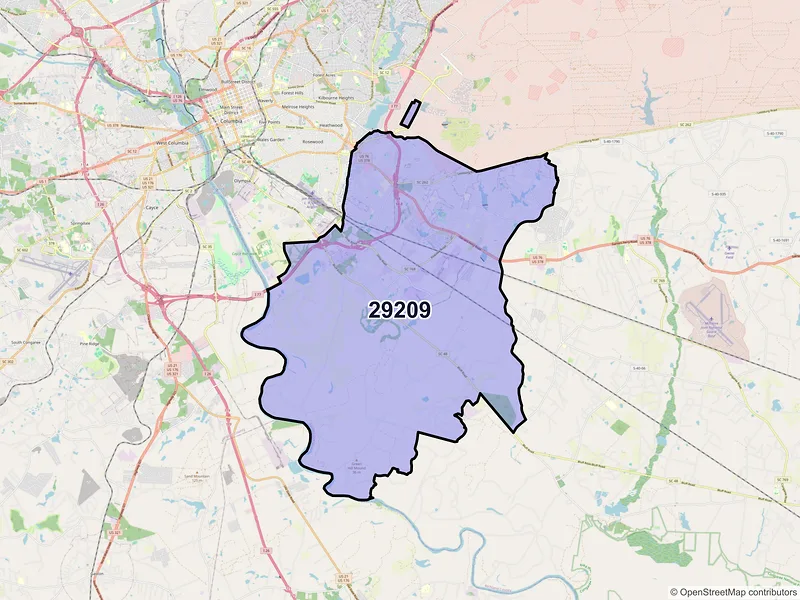 Map of ZIP Code 29209 — Columbia, SC