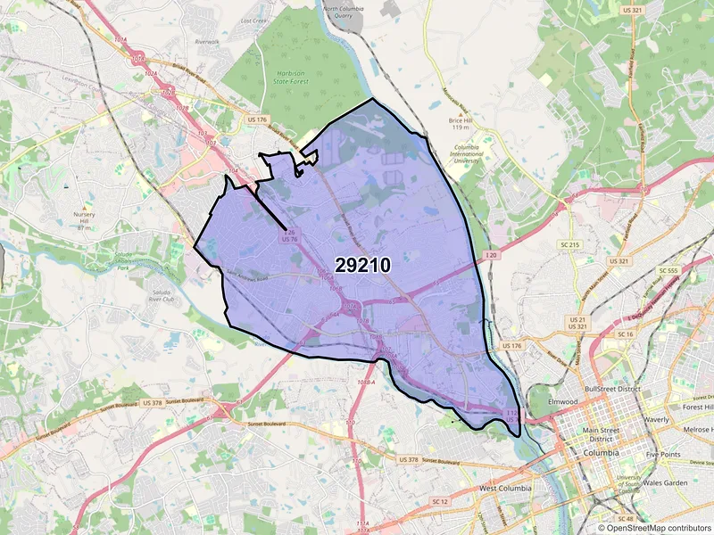 Map of ZIP Code 29210 — Columbia, SC