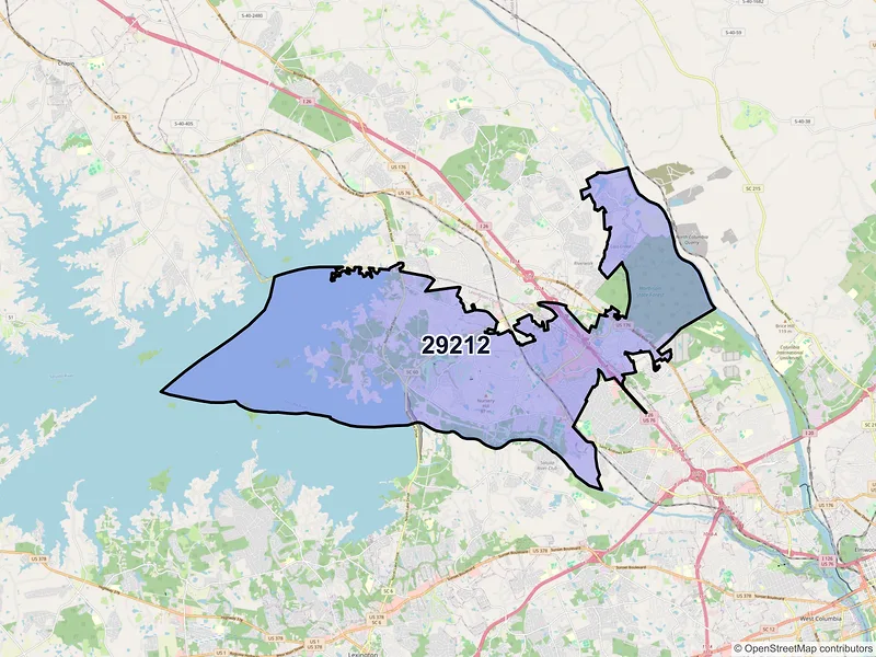 Map of ZIP Code 29212 — Columbia, SC