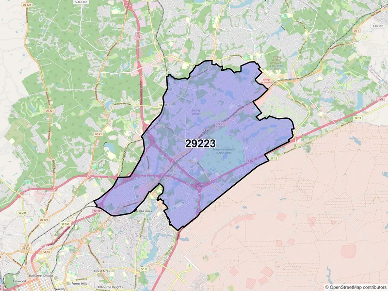 Map of ZIP Code 29223 — Columbia, SC